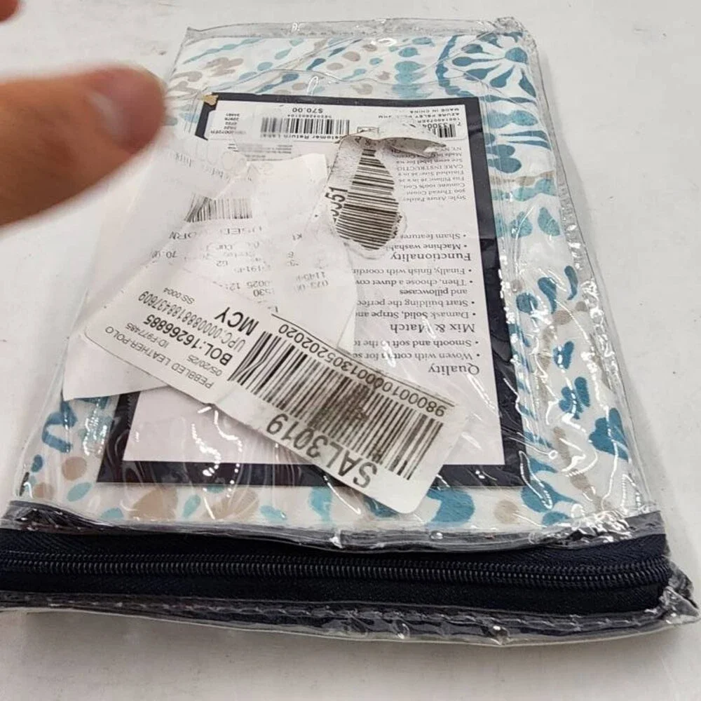 Charter Club Damask Paisley Sham Unisex European Blue Zip Closure